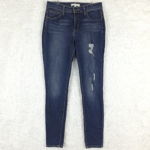 Harper Heritage Denim - Harper Heritage Womens Jeans Skinny Blue Denim Medium Wash Ripped Mid Rise 26